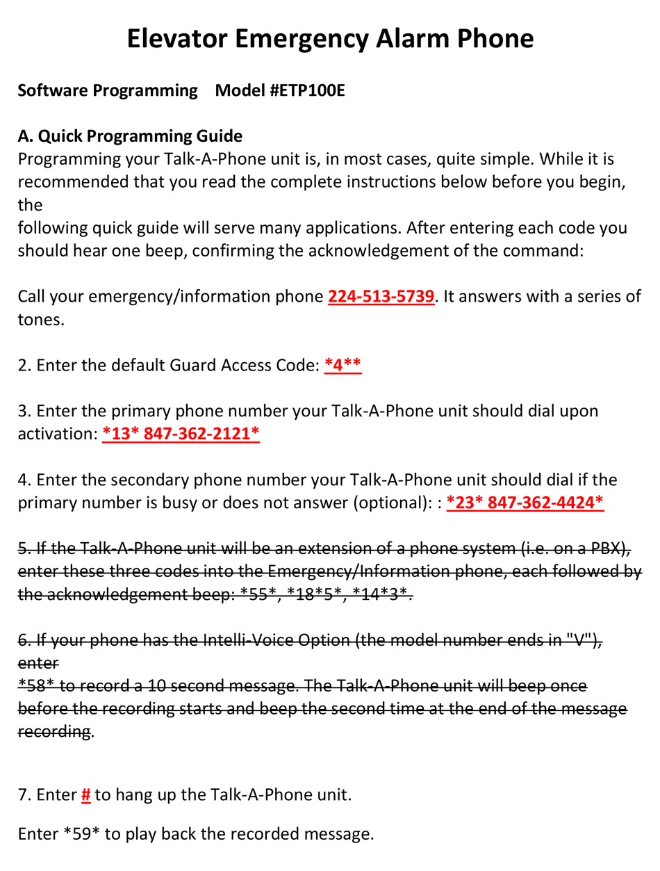 Talk A Phone Etp 100e Installation Operation Manual Pdf Download Manualslib