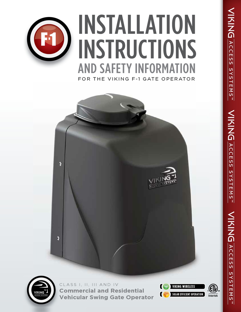 VIKING F-1 INSTALLATION INSTRUCTIONS MANUAL Pdf Download | ManualsLib