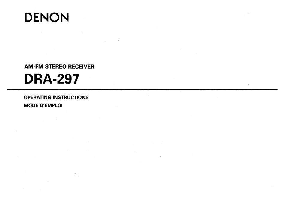 DENON DRA-297 OPERATING INSTRUCTIONS MANUAL Pdf Download | ManualsLib