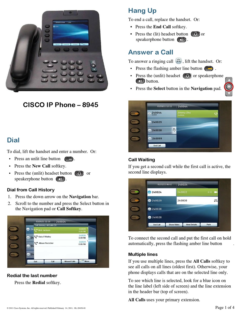 CISCO 8945 QUICK START MANUAL Pdf Download ManualsLib