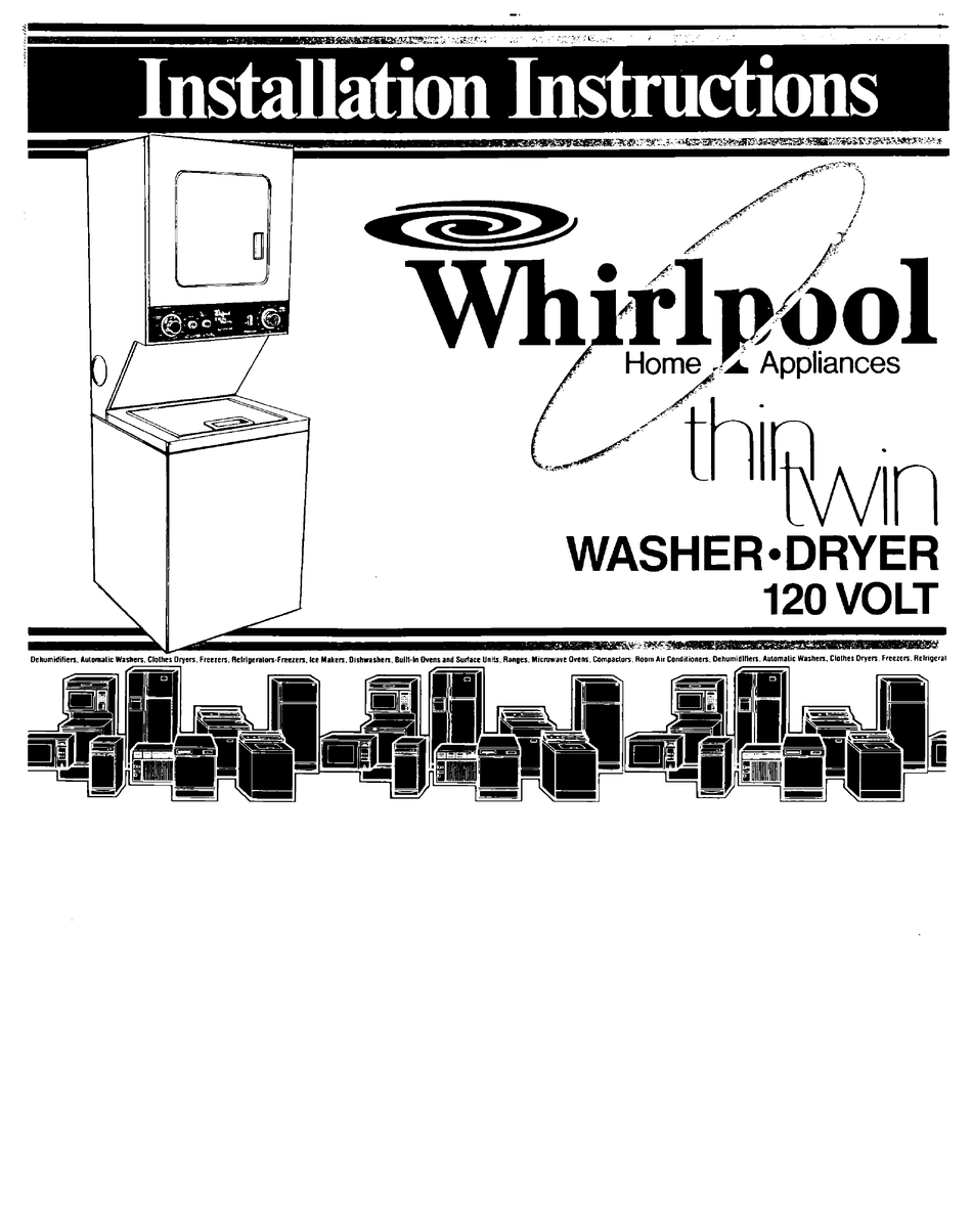 WHIRLPOOL THIN TWIN INSTALLATION INSTRUCTIONS MANUAL Pdf Download ...