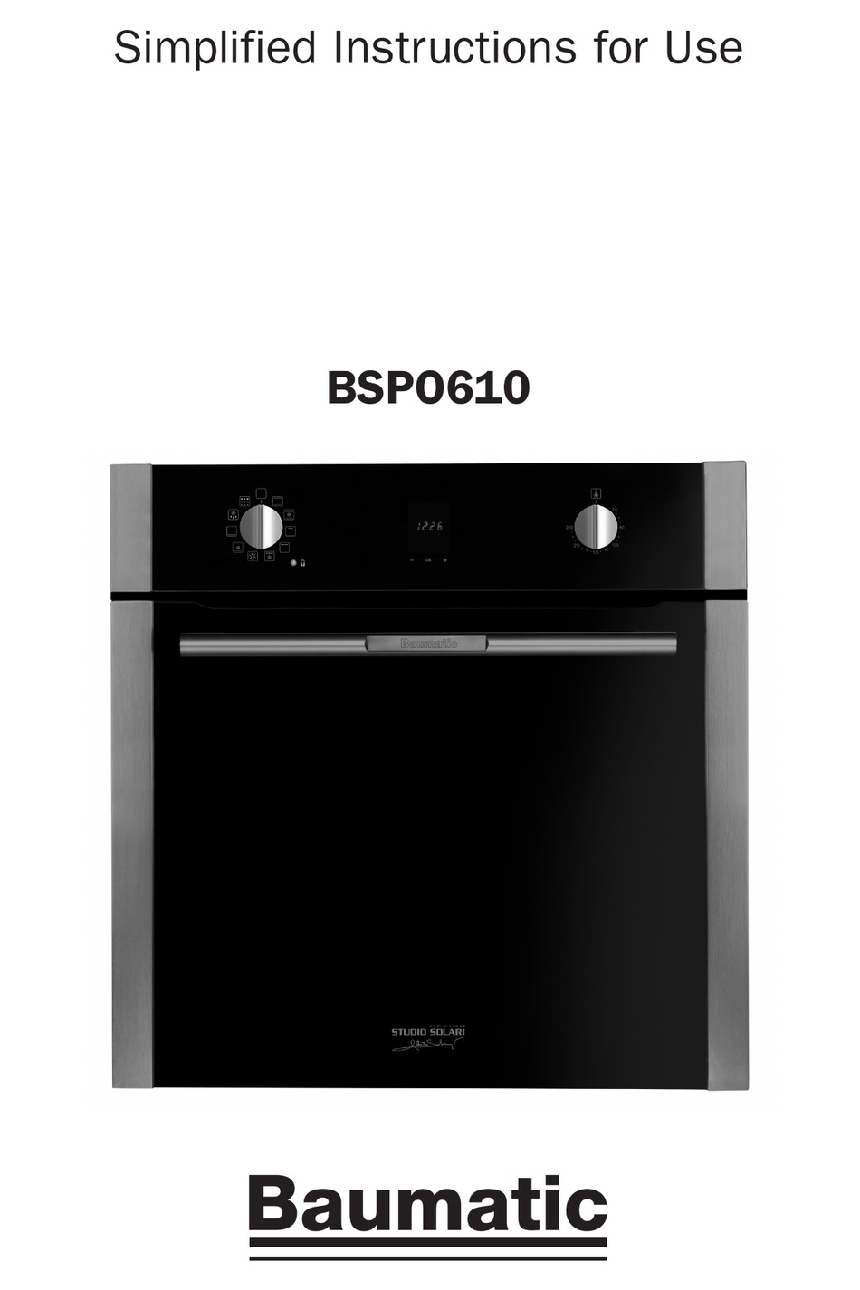 BAUMATIC BSPO610 SIMPLIFIED INSTRUCTIONS FOR USE Pdf Download ManualsLib