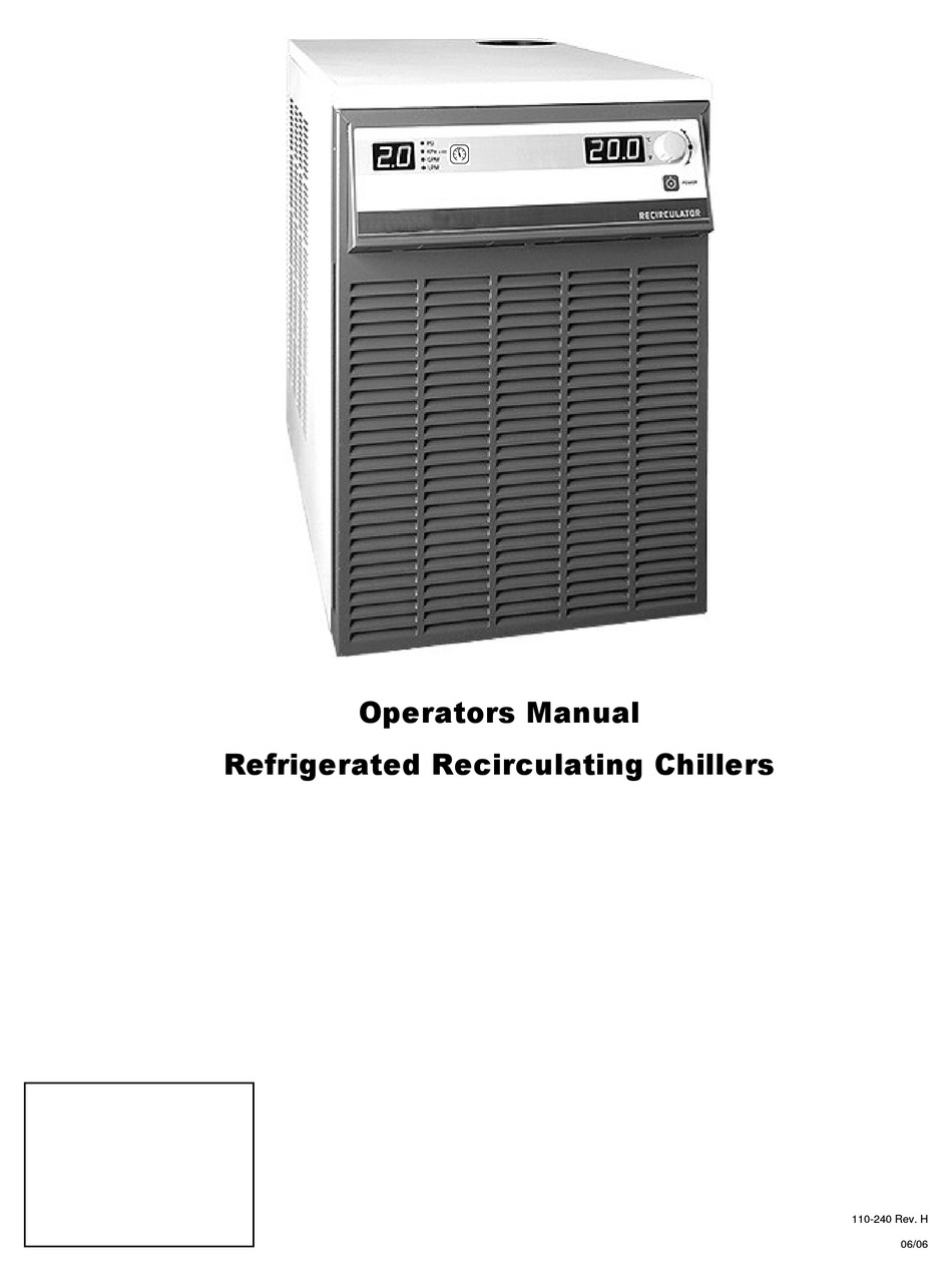 POLYSCIENCE REFRIGERATED RECIRCULATING CHILLERS OPERATOR'S MANUAL Pdf