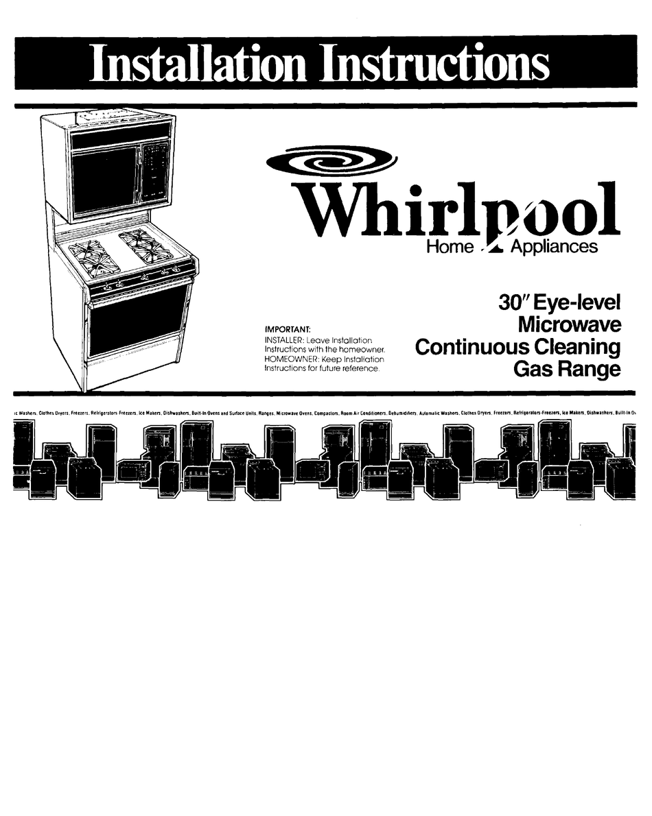 WHIRLPOOL GAS RANGE INSTALLATION INSTRUCTIONS MANUAL Pdf Download ...