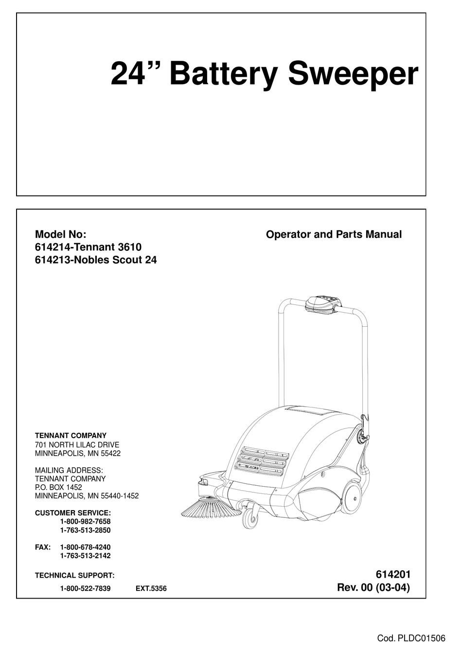 TENNANT 614214 3610 OPERATOR AND PARTS MANUAL Pdf Download ManualsLib