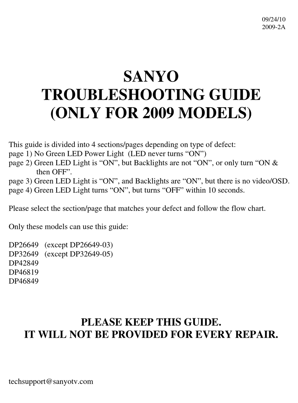 sanyo tech support