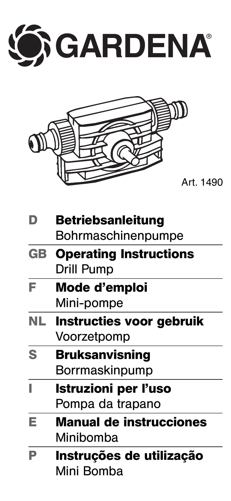 GARDENA DRILL PUMP OPERATING INSTRUCTIONS MANUAL Pdf Download ManualsLib