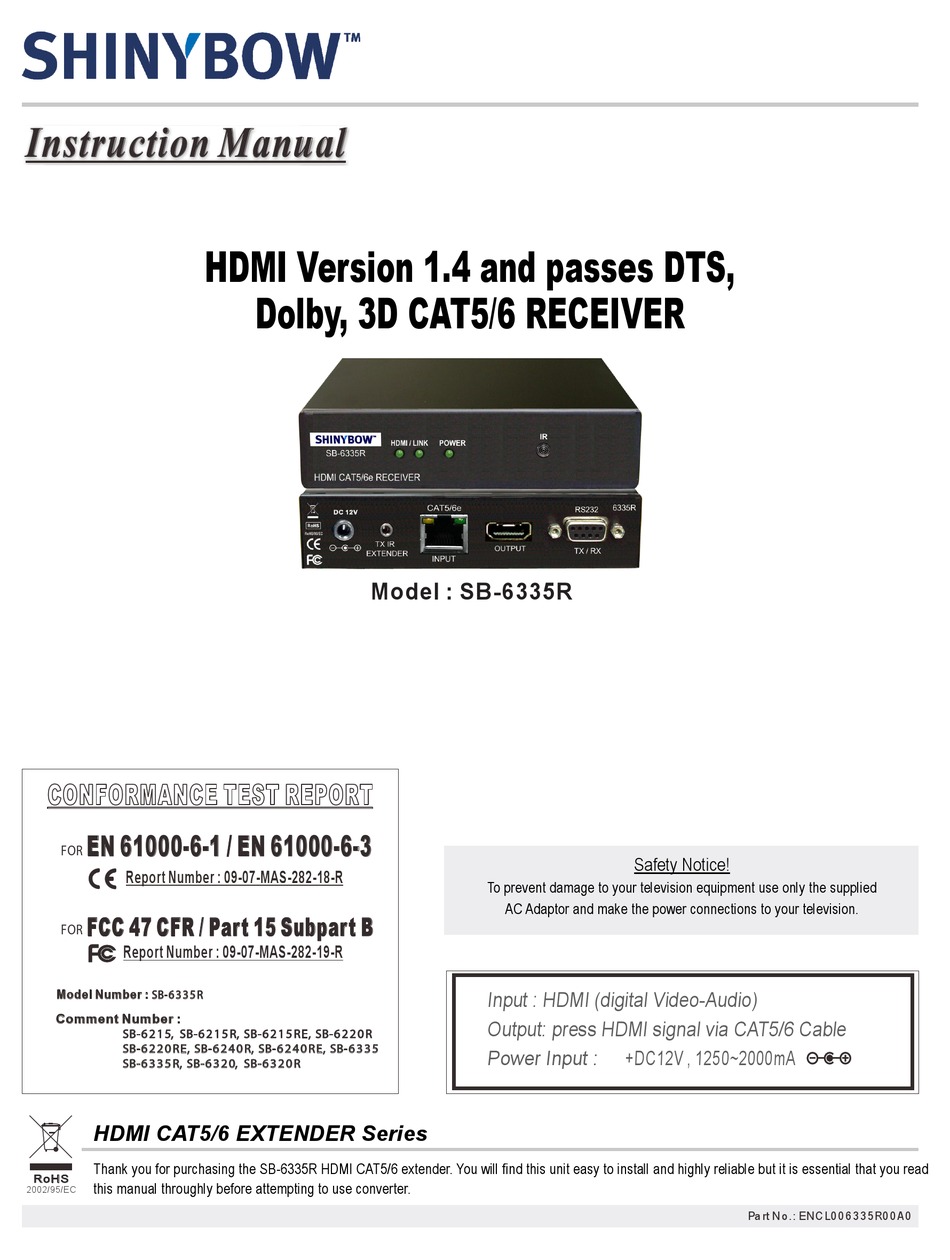 SHINYBOW USA SB-6335R INSTRUCTION MANUAL Pdf Download | ManualsLib