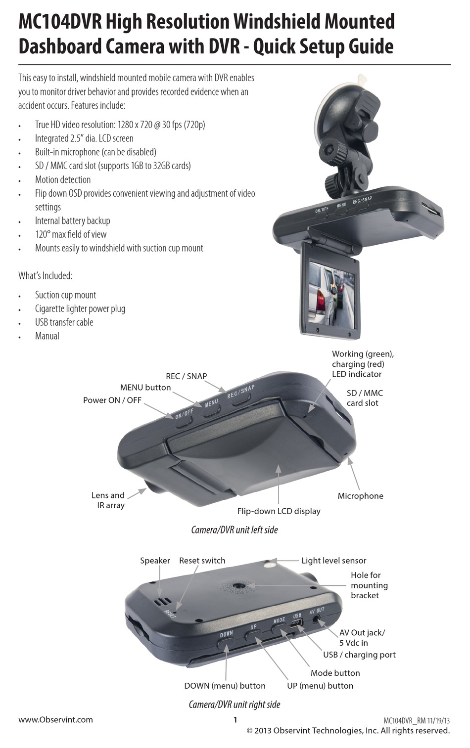 OBSERVINT MC104DVR QUICK SETUP MANUAL Pdf Download ManualsLib