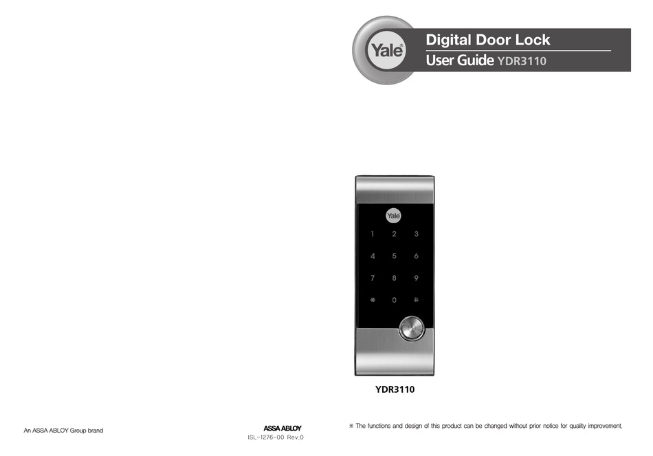 YALE YDR3110 USER MANUAL Pdf Download ManualsLib
