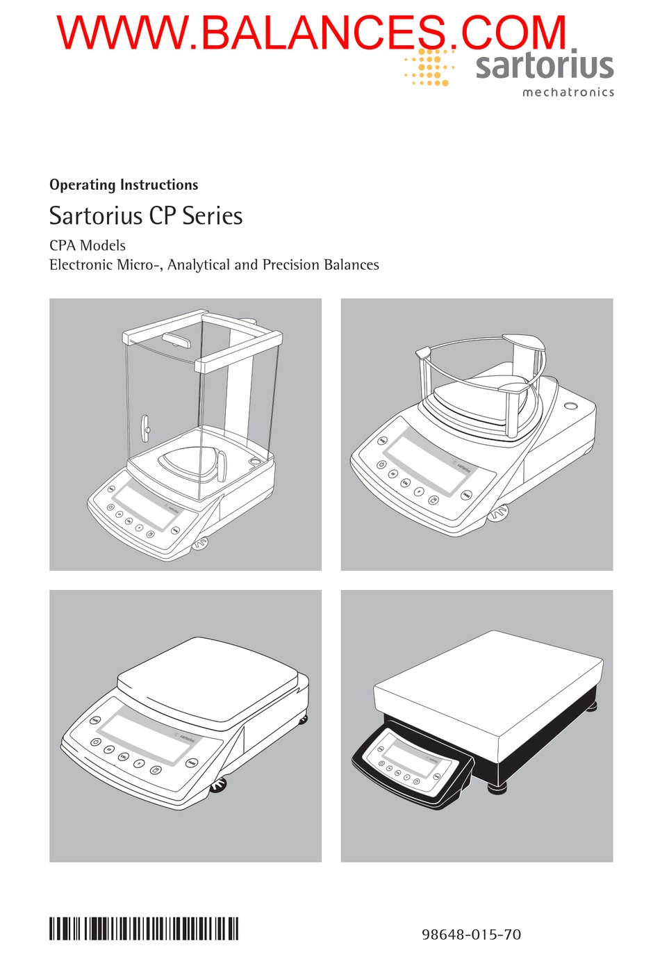 SARTORIUS CP SERIES OPERATING INSTRUCTIONS MANUAL Pdf Download | ManualsLib