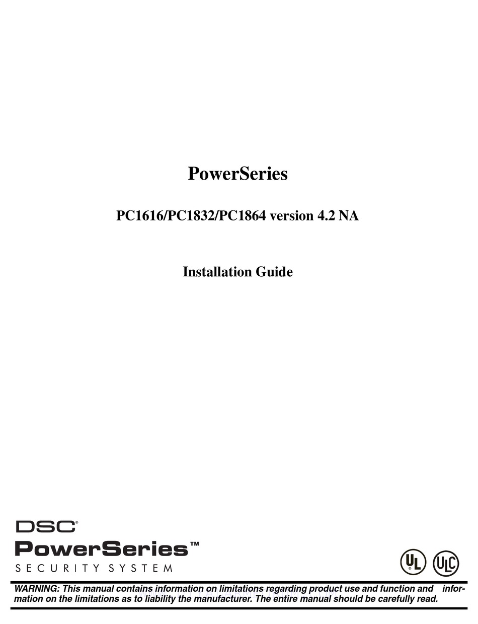 DSC POWERSERIES PC1616 INSTALLATION MANUAL Pdf Download | ManualsLib