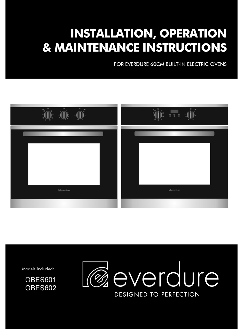 EVERDURE OBES601 OPERATING & MAINTENANCE INSTRUCTIONS Pdf Download