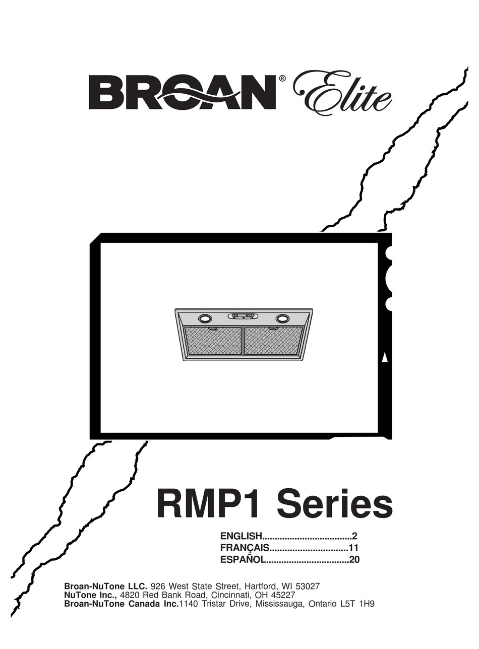 BROAN ELITE RMP1 SERIES INSTRUCTION MANUAL Pdf Download ManualsLib