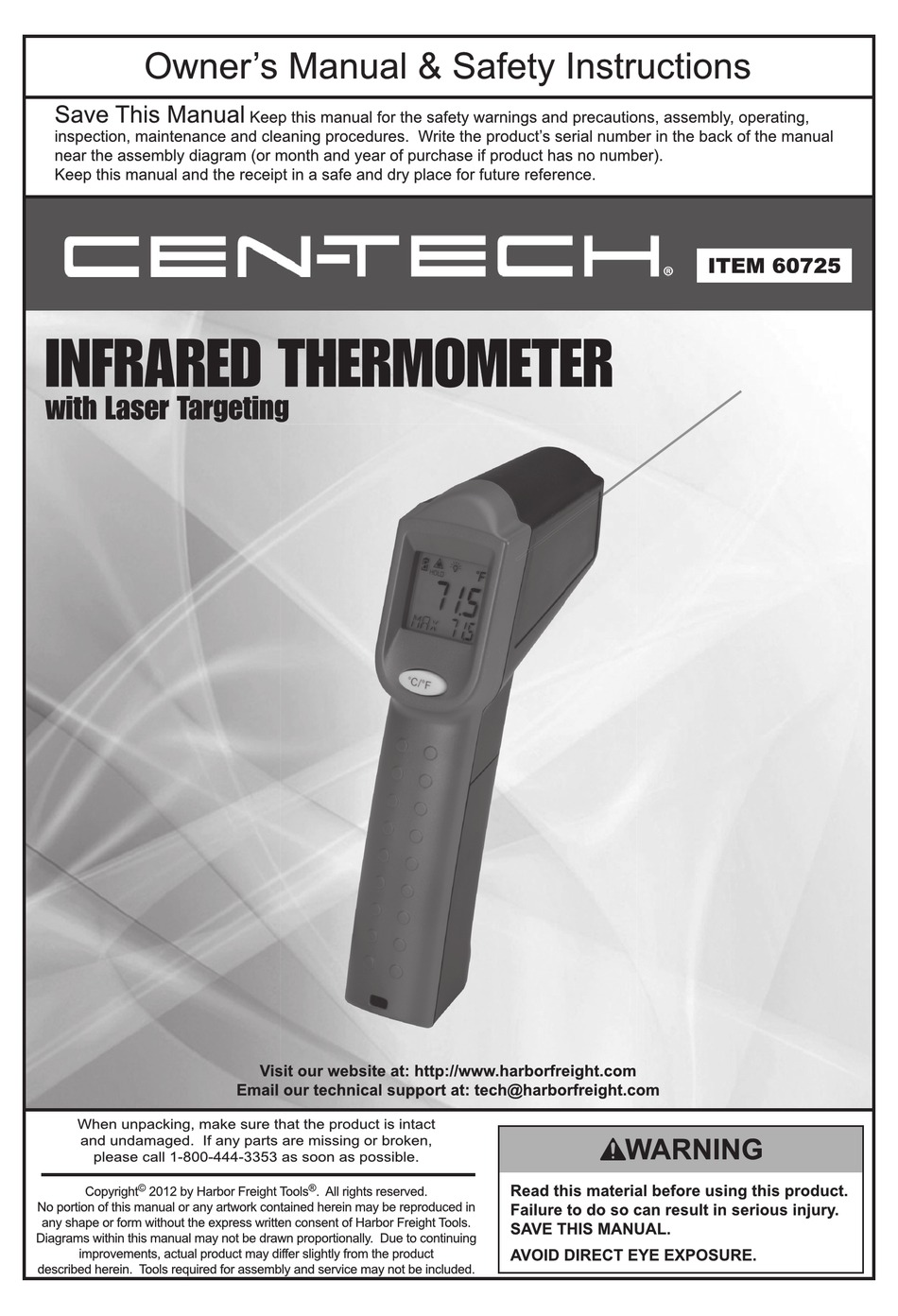 Cen-tech 60725 Owners Manual Safety Instructions Pdf Download Manualslib