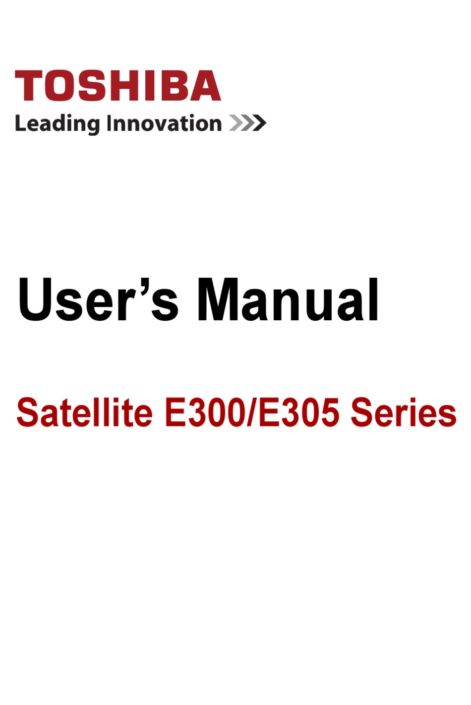 TOSHIBA SATELLITE E300 SERIES USER MANUAL Pdf Download | ManualsLib