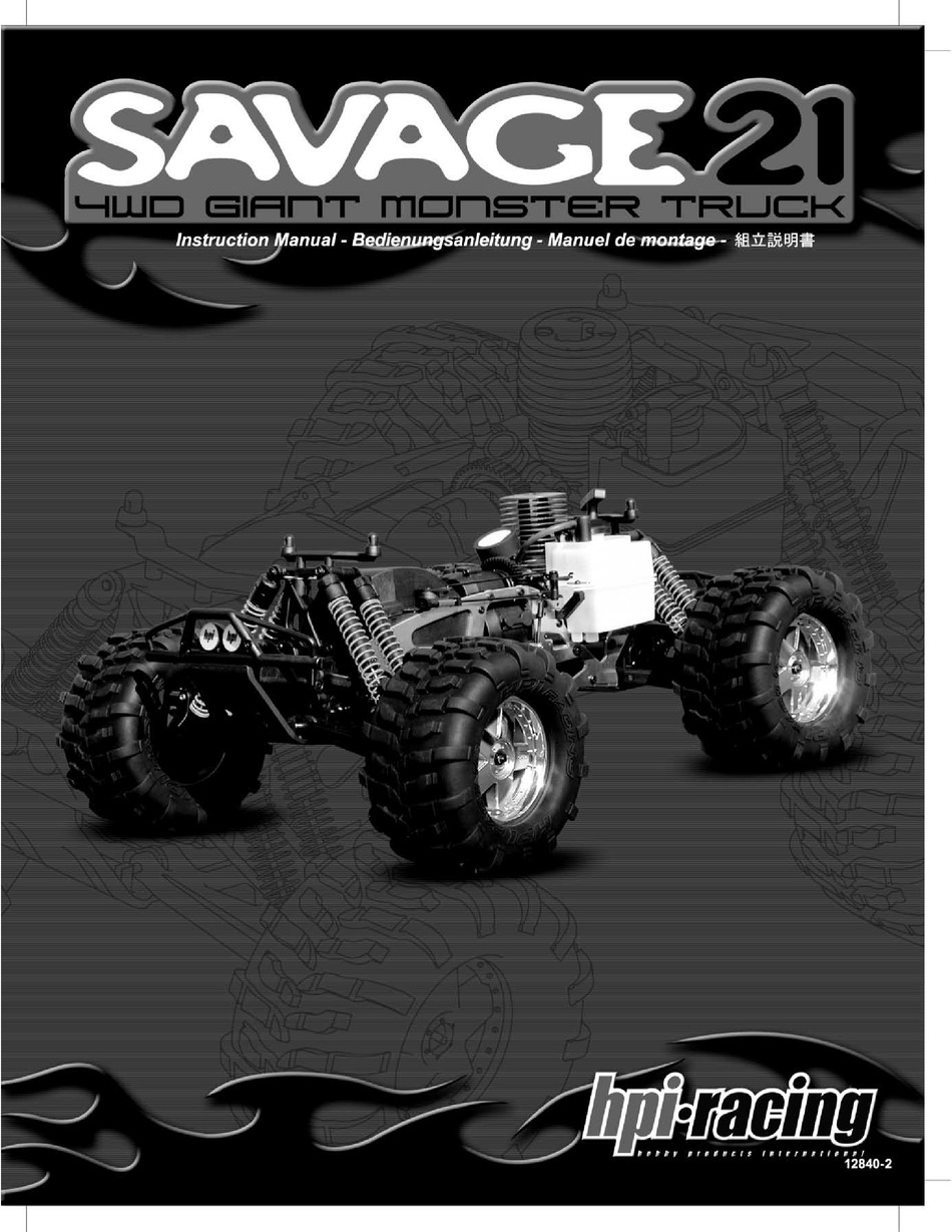 Hpi Racing Savage 21 Instruction Manual Pdf Download Manualslib