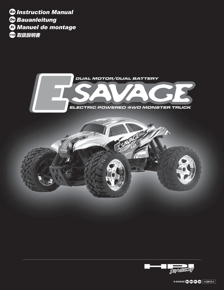 Hpi Racing E Savage Instruction Manual Pdf Download Manualslib