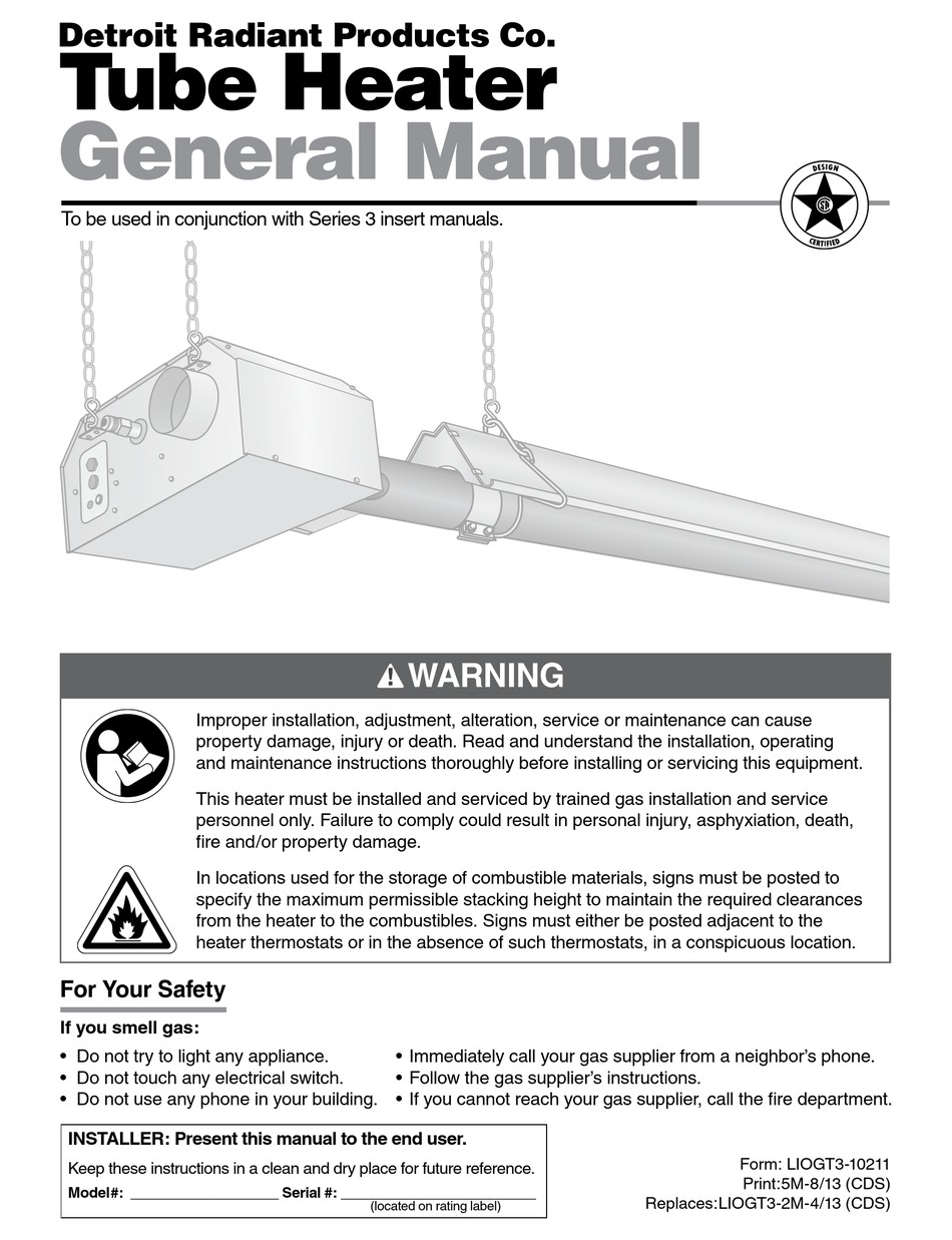 DETROIT RADIANT PRODUCTS HEATER GENERAL MANUAL Pdf Download ManualsLib