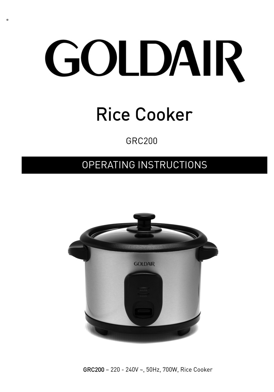 GOLDAIR GRC200 OPERATING INSTRUCTIONS MANUAL Pdf Download ManualsLib