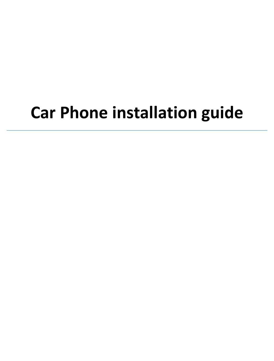 TELIT WIRELESS SOLUTIONS CAR PHONE INSTALLATION MANUAL Pdf Download