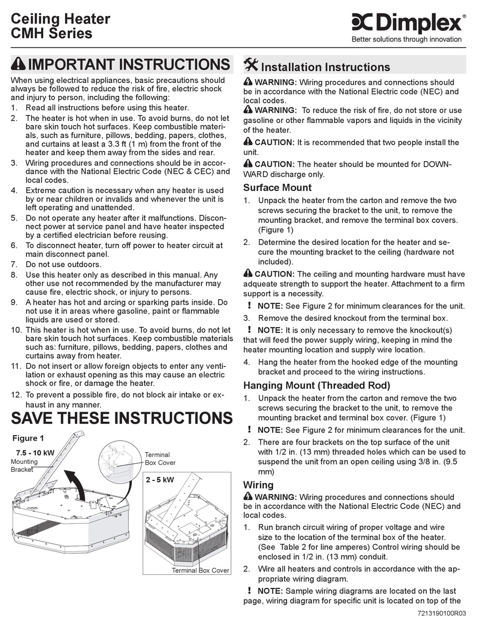 Replacement Parts - Dimplex CMH Series Installation Instructions [Page 3] |  ManualsLib