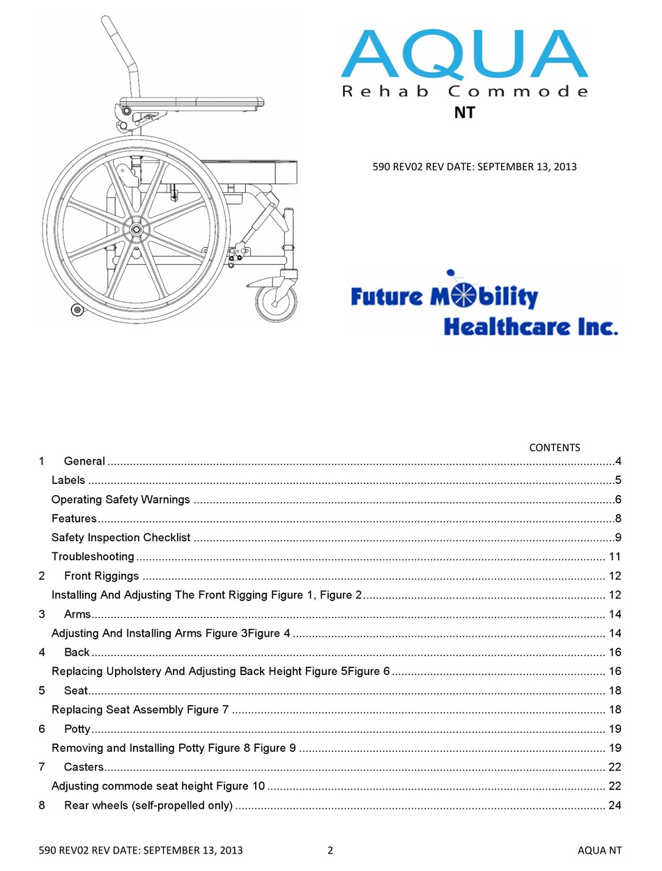 FUTURE MOBILITY HEALTHCARE INC. AQUA REHAB COMMODE NT USER MANUAL Pdf