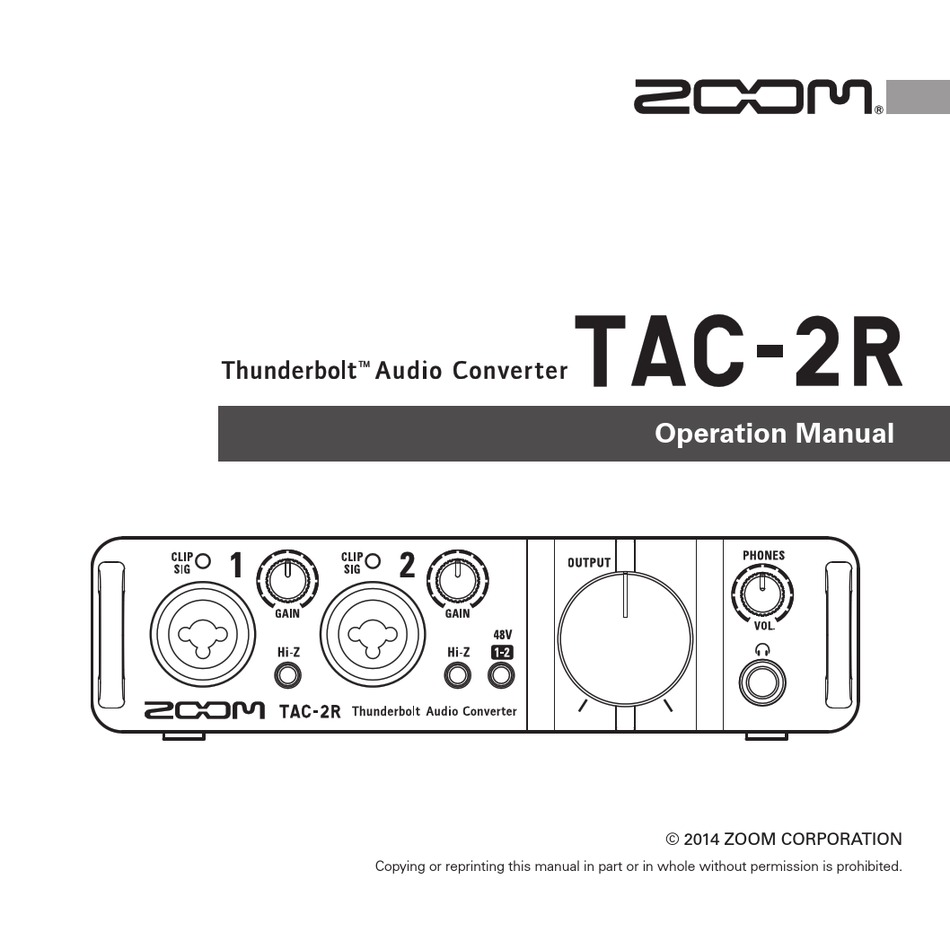 ZOOM THUNDERBOLT TAC-2R OPERATION MANUAL Pdf Download | ManualsLib