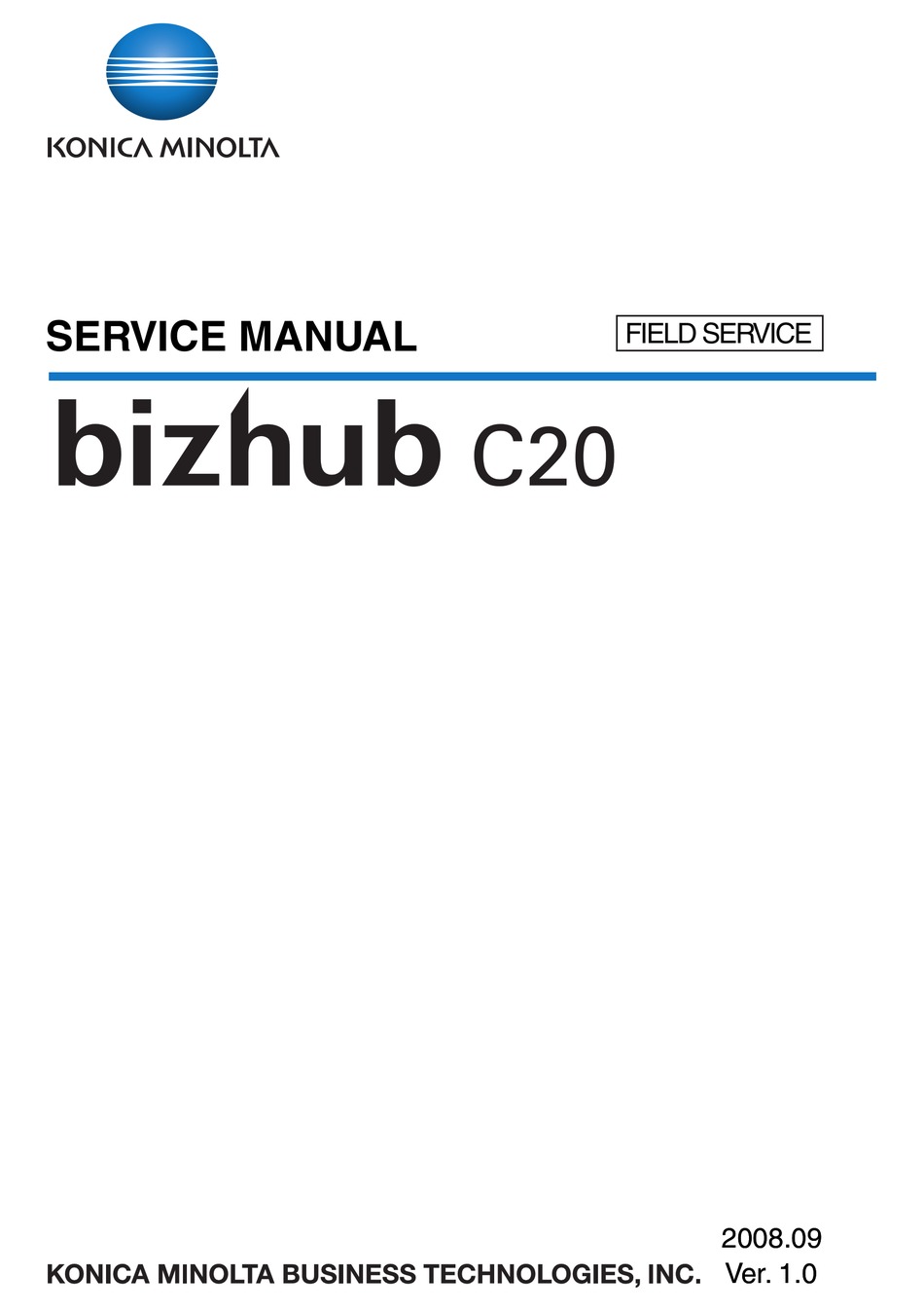 Konica Minolta Bizhub C20 Service Manual Pdf Download Manualslib