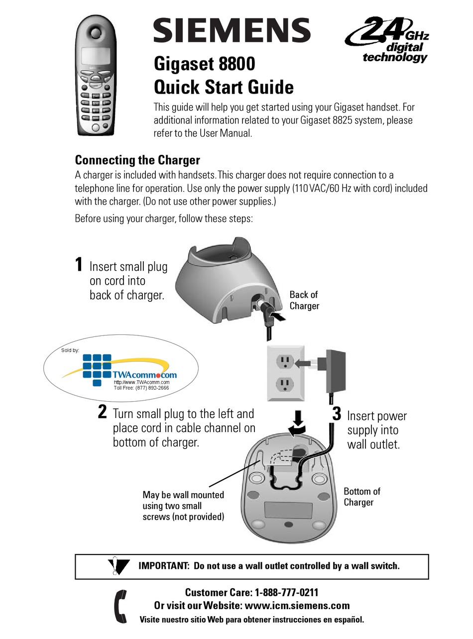 Siemens Gigaset 8800 Quick Start Manual Pdf Download Manualslib