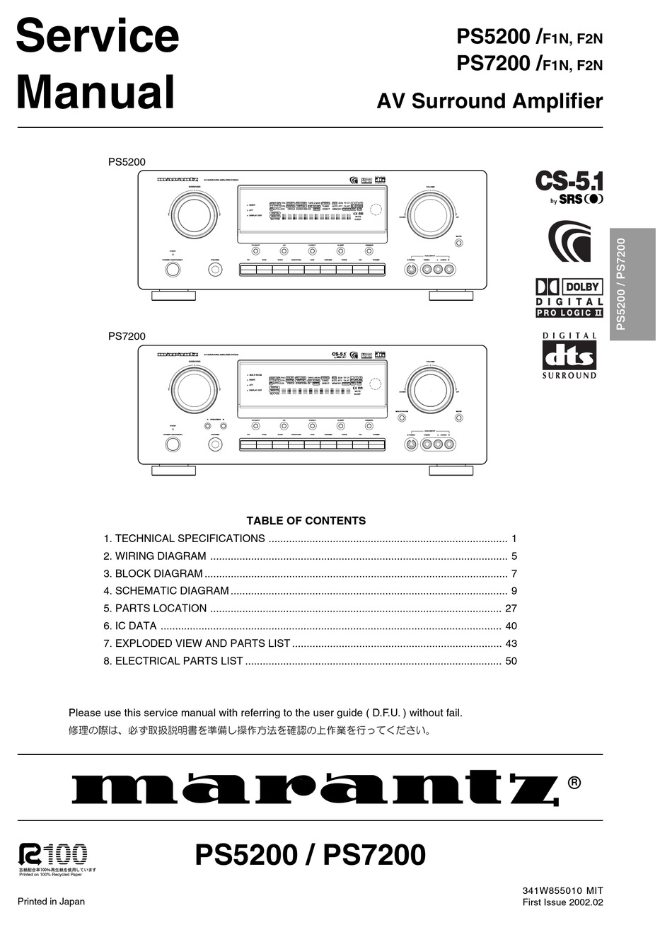 Marantz Ps5200 Service Manual Pdf Download Manualslib