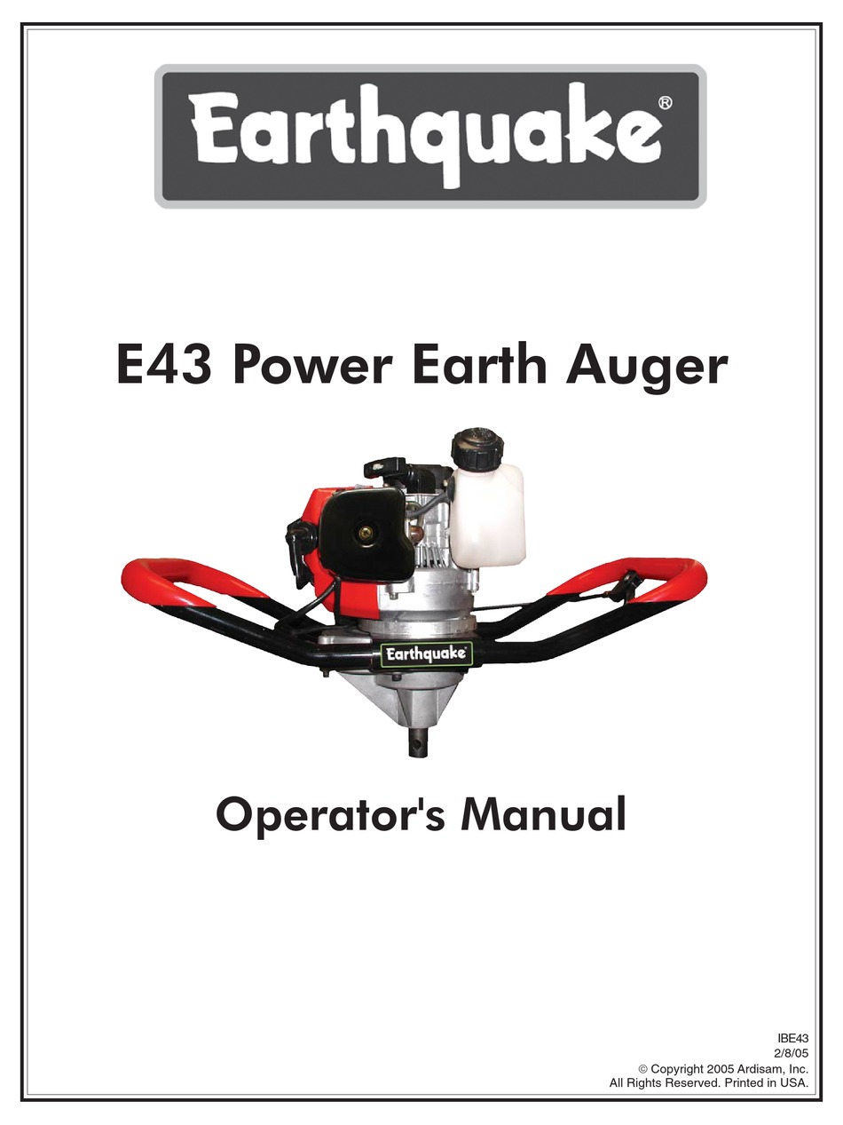 EARTHQUAKE E43 OPERATOR'S MANUAL Pdf Download | ManualsLib