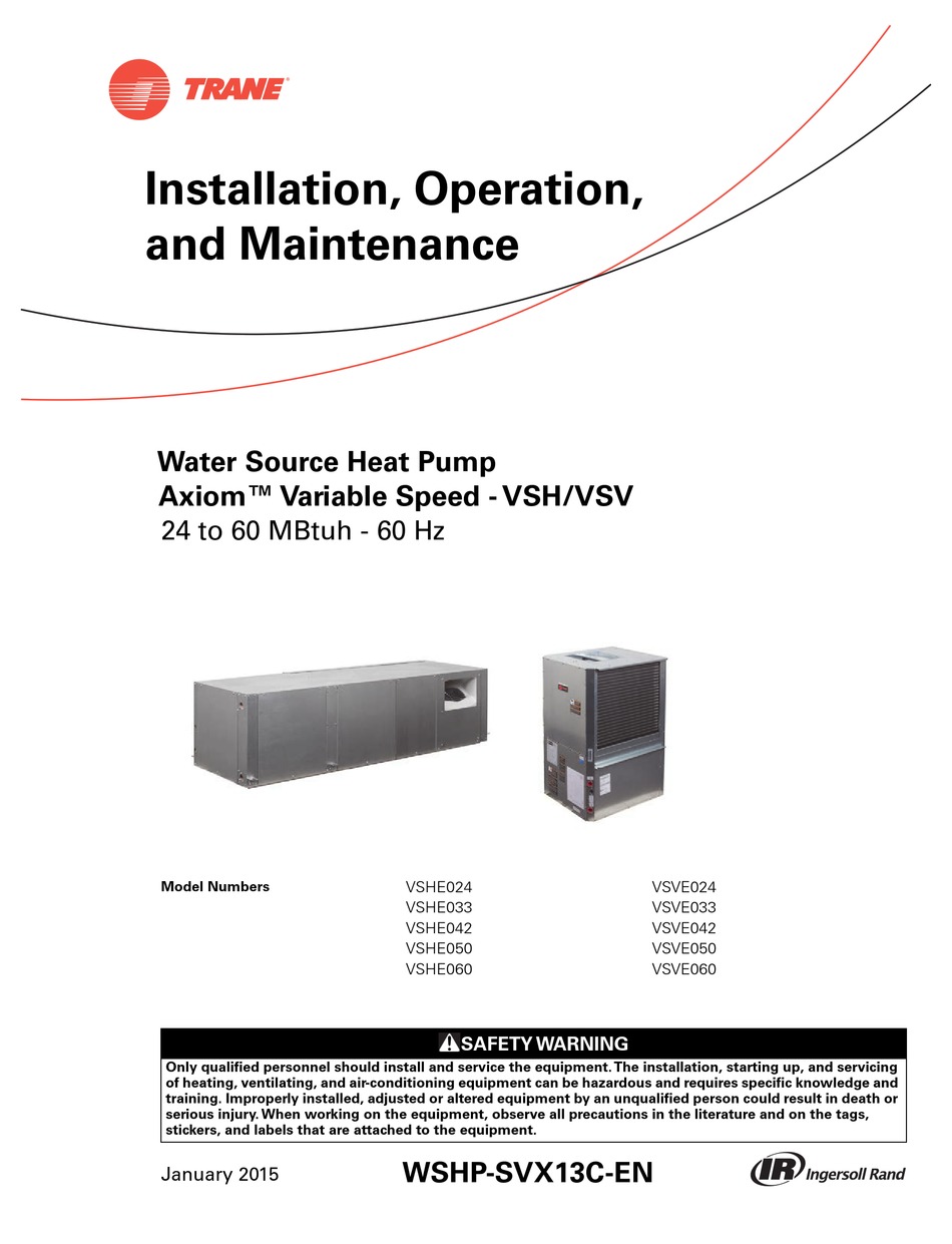TRANE AXIOM VSHE024 OPERATING AND MAINTENANCE Pdf Download | ManualsLib