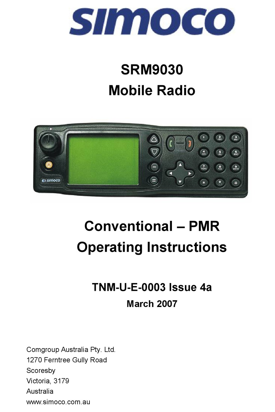 simoco-srm9030-operating-instructions-manual-pdf-download-manualslib