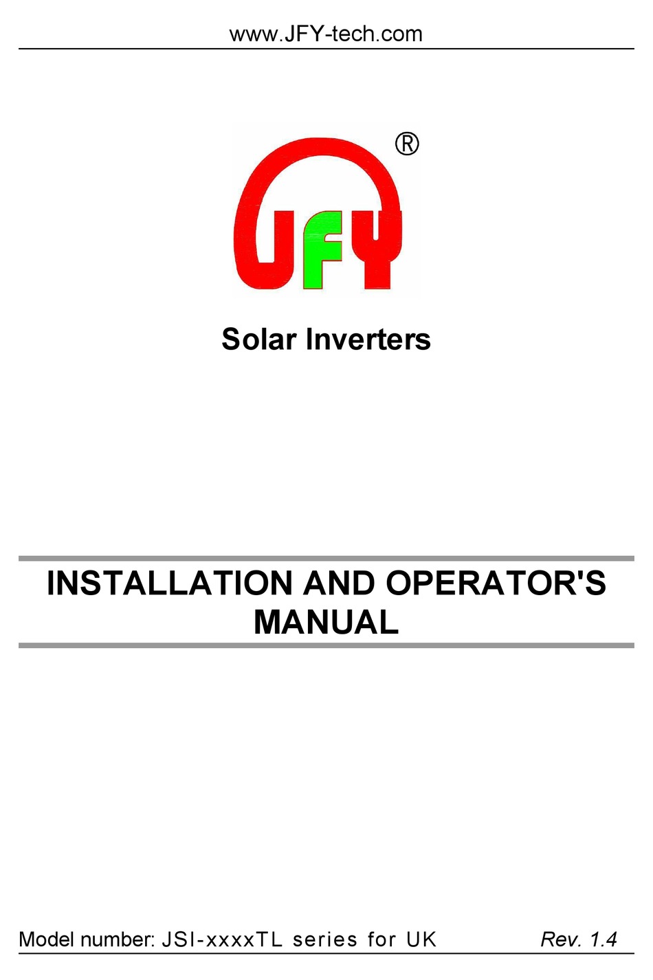 JFY TECH JSI-1100TL INSTALLATION AND OPERATOR'S MANUAL Pdf Download ...