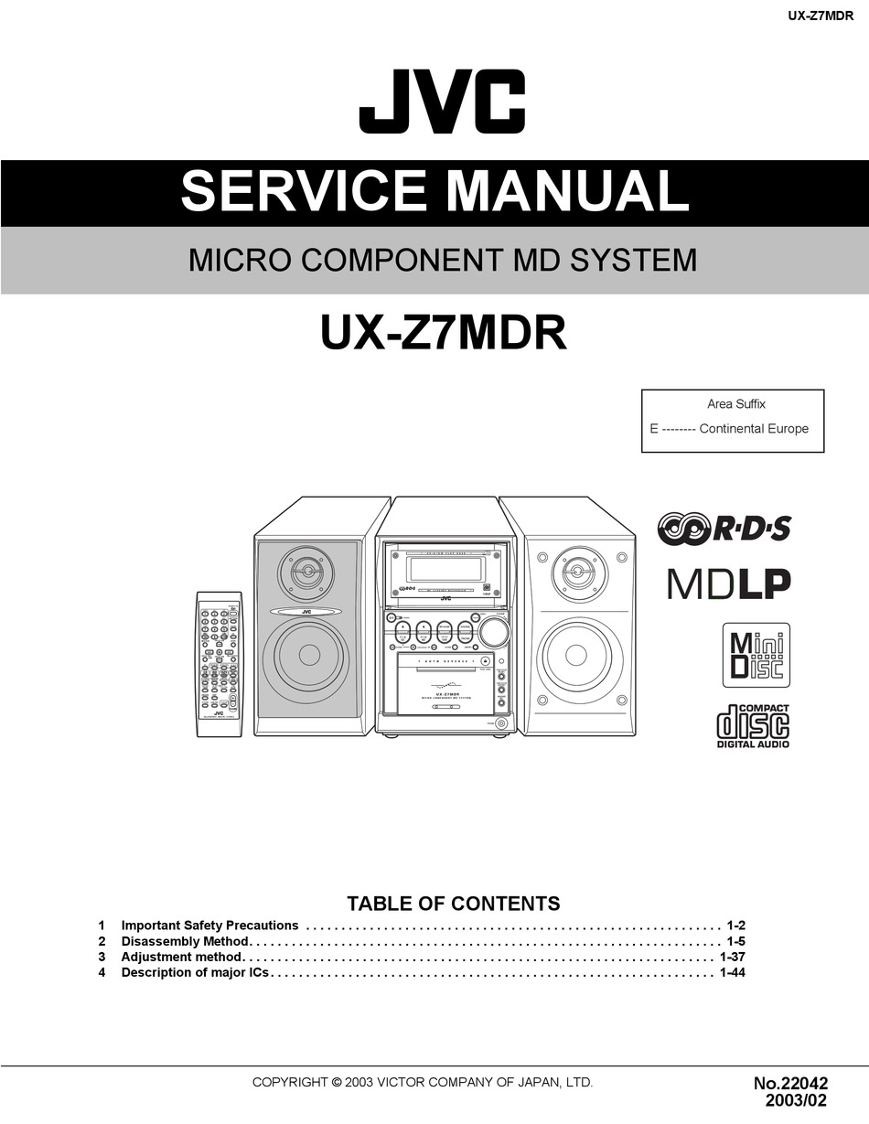 JVC UX-Z7MDR SERVICE MANUAL Pdf Download | ManualsLib