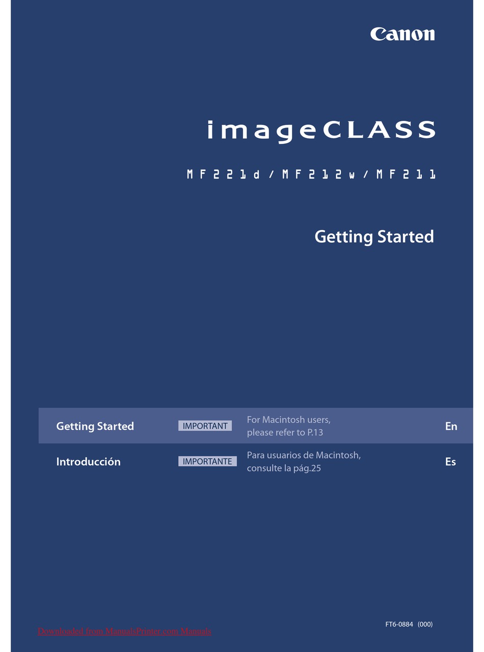 Canon Imageclass Mf221d Getting Started Pdf Download Manualslib
