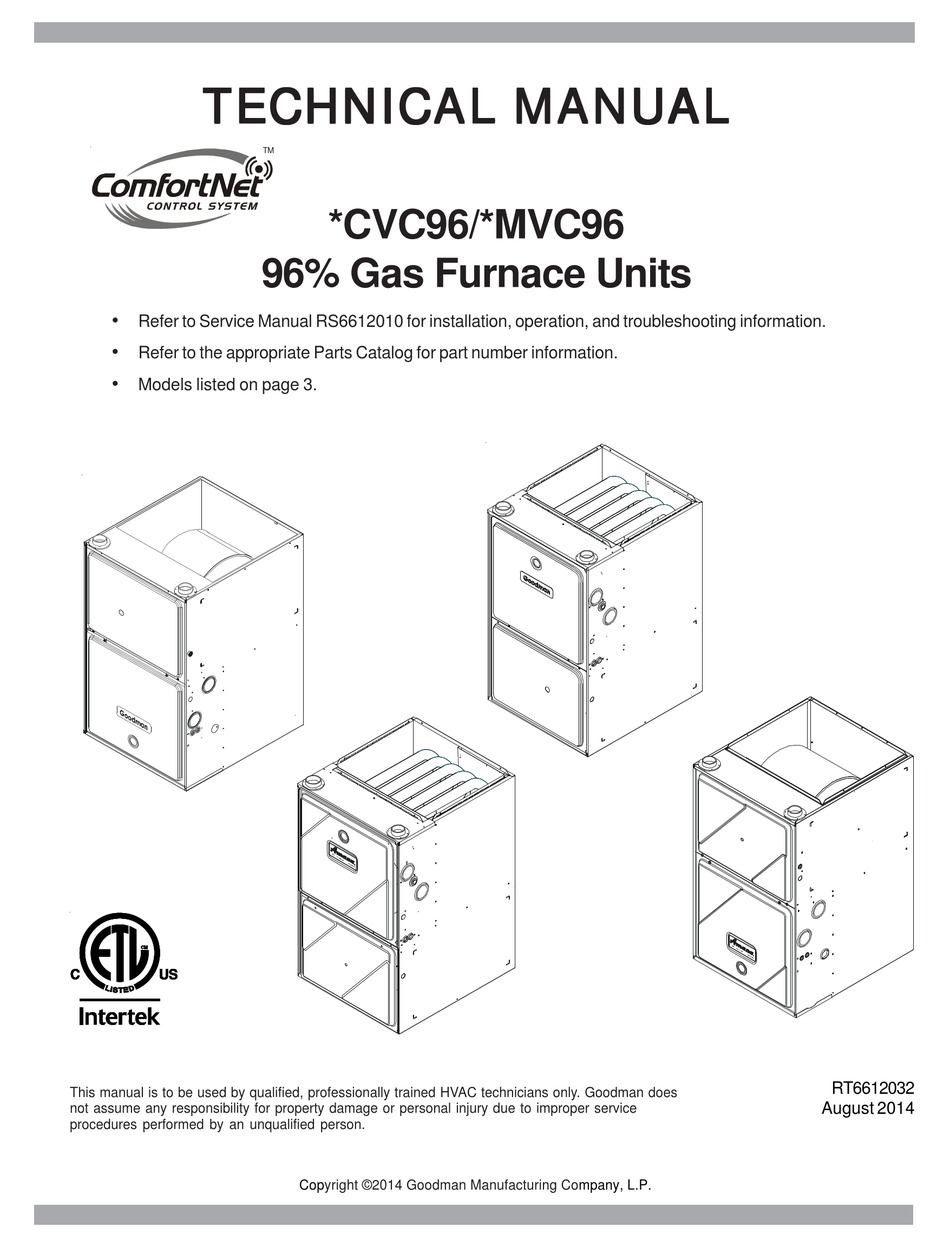 Goodman Gcvc960403bnaa Technical Manual Pdf Download Manualslib