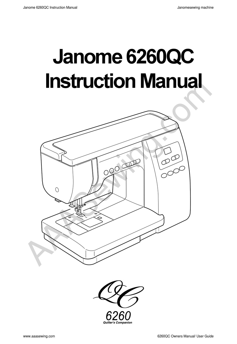 JANOME 6260QC INSTRUCTION MANUAL Pdf Download | ManualsLib