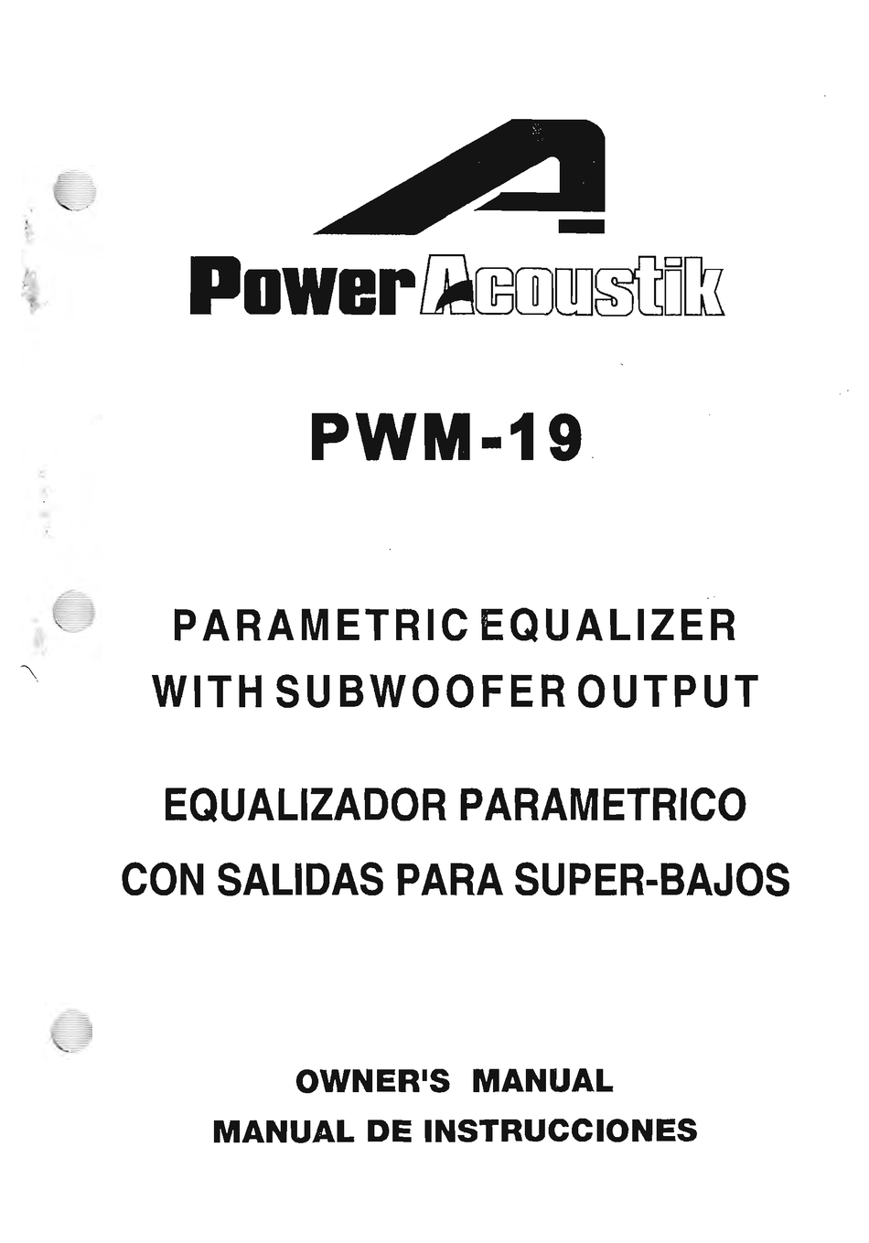 POWER ACOUSTIK PWM-19 OWNER'S MANUAL Pdf Download | ManualsLib