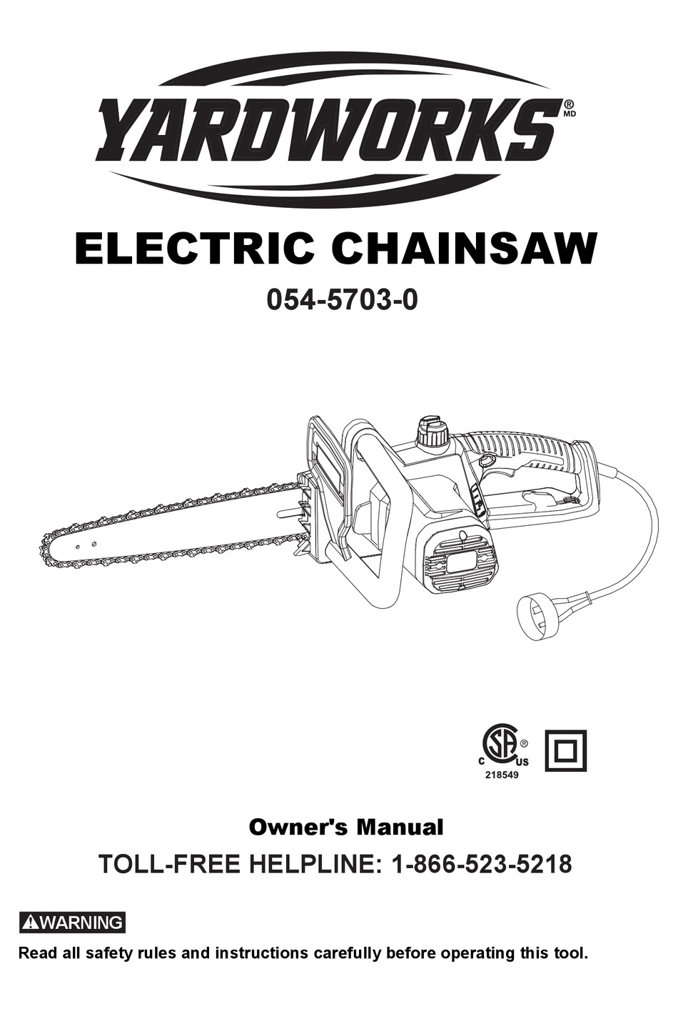 Yardworks 2024 electric chainsaw