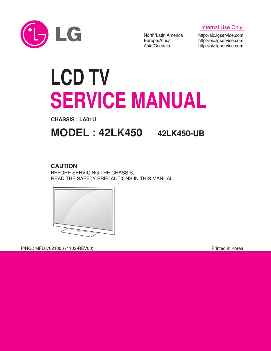 LG 42LK450 SERVICE MANUAL Pdf Download | ManualsLib