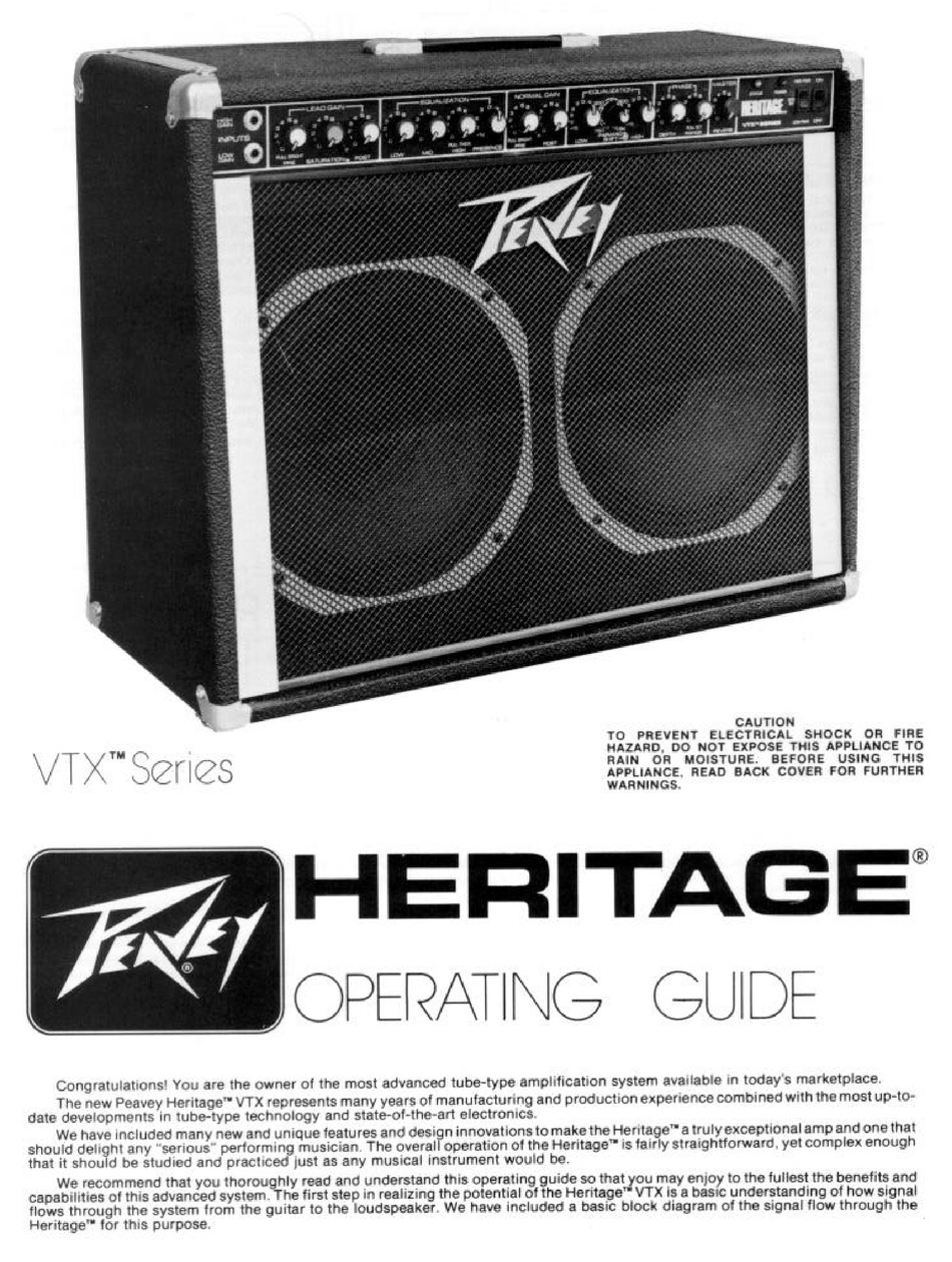 PEAVEY HERITAGE VTX SERIES OPERATING MANUAL Pdf Download | ManualsLib