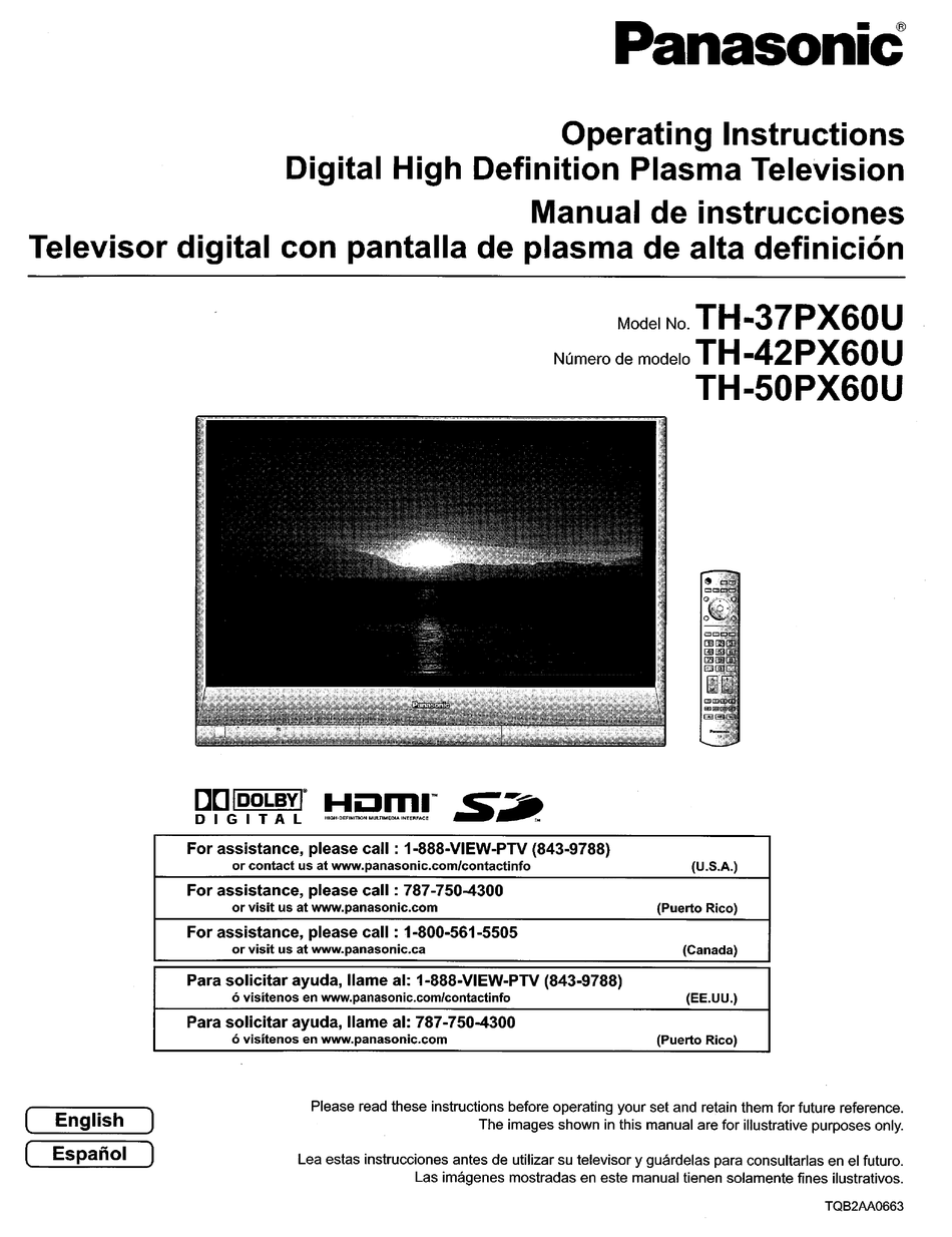 Panasonic Th 37px60u Operating Instructions Manual Pdf Download Manualslib