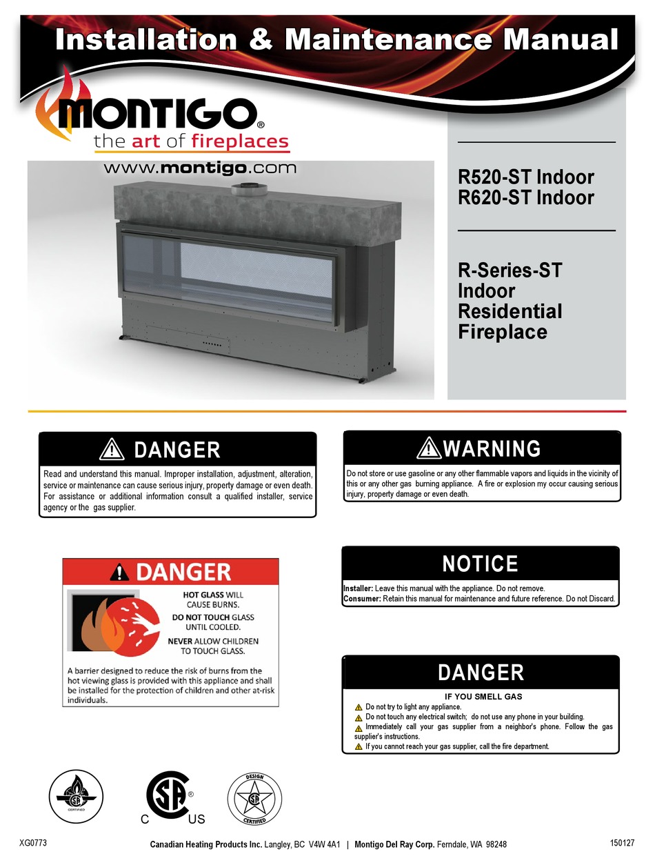 MONTIGO R620ST INDOOR INSTALLATION & MAINTENANCE MANUAL Pdf Download