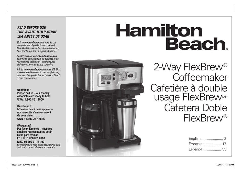 HAMILTON BEACH FLEXBREW USER MANUAL Pdf Download | ManualsLib