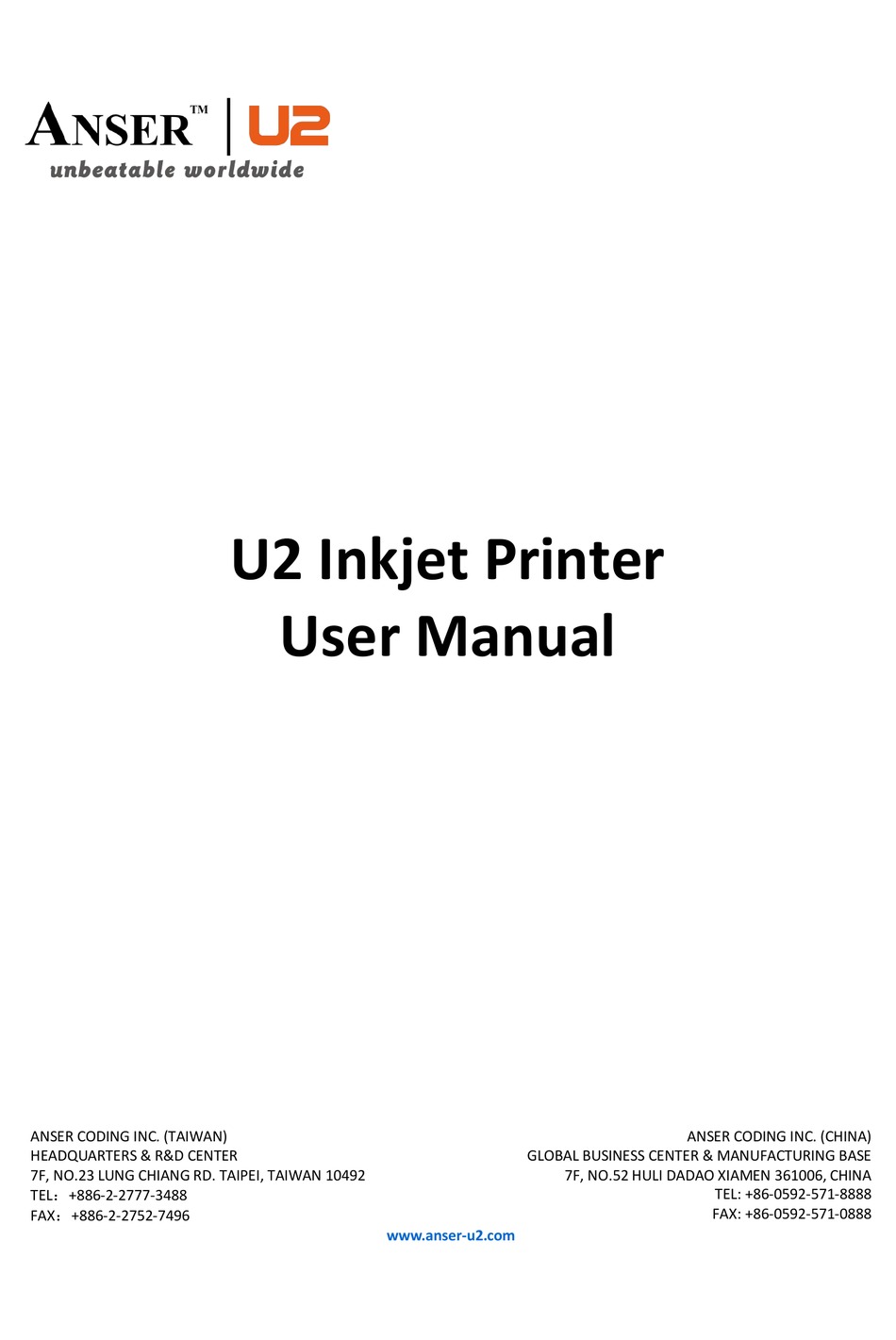 Anser U2 User Manual Pdf Download Manualslib