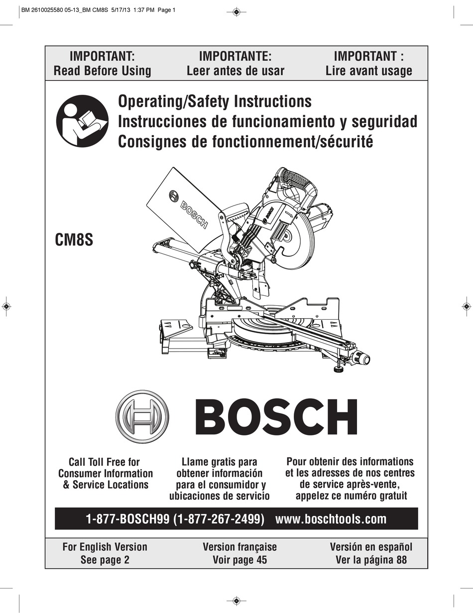 Getting To Know Your Miter Saw Bosch CM8S Operating Safety