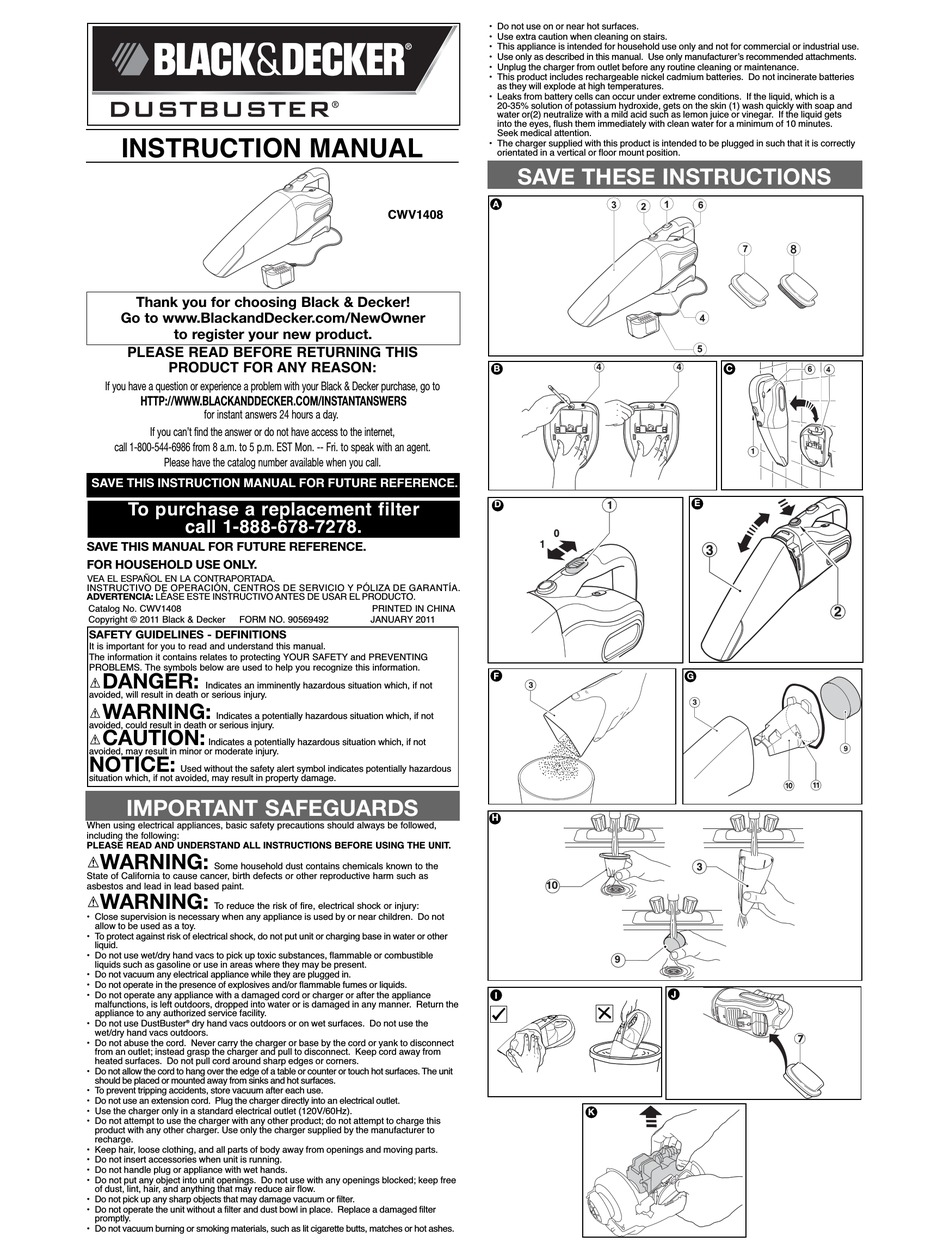 User manual Black & Decker Dustbuster (English - 4 pages)