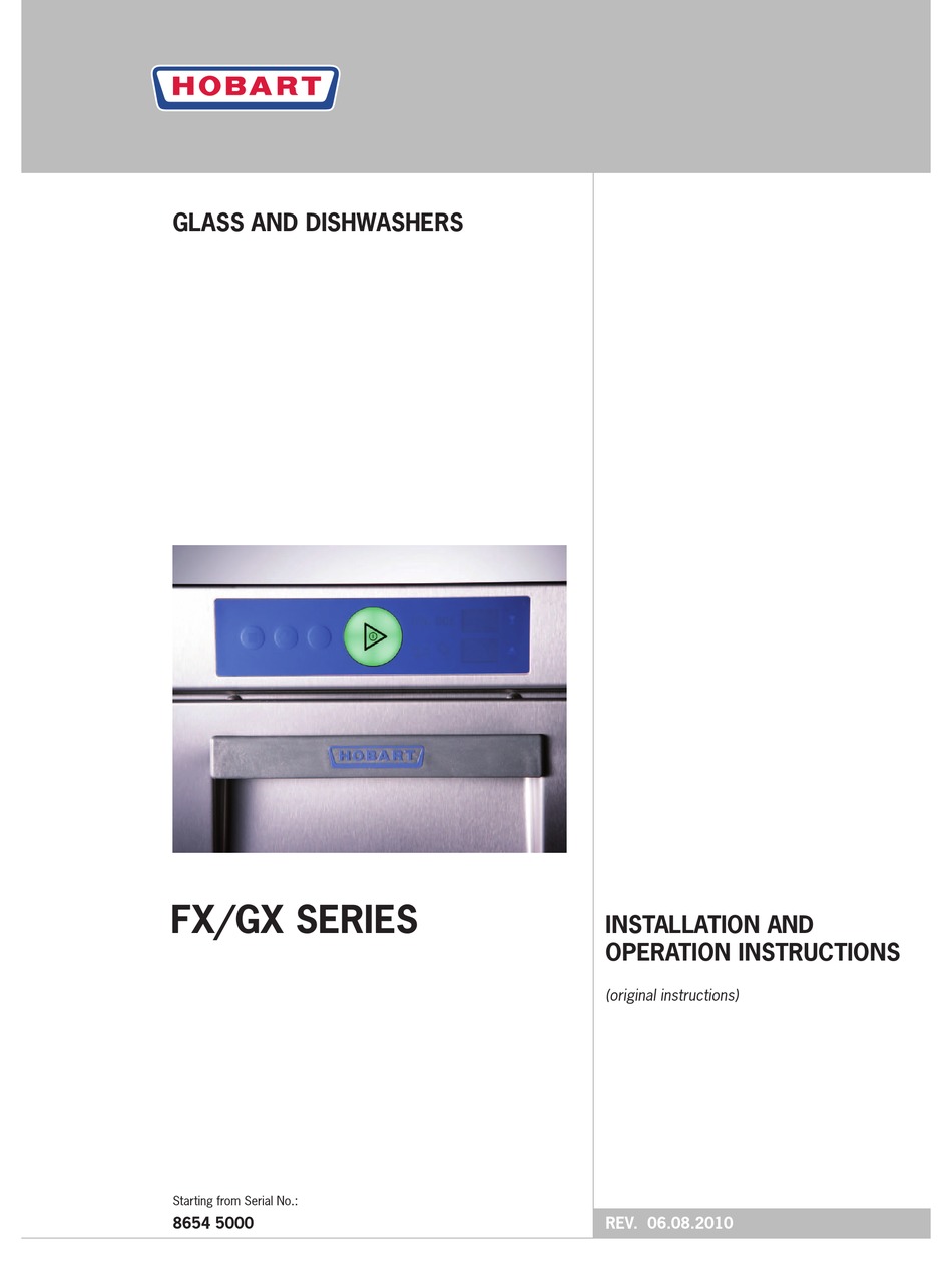 HOBART FX SERIES INSTALLATION AND OPERATION INSTRUCTIONS